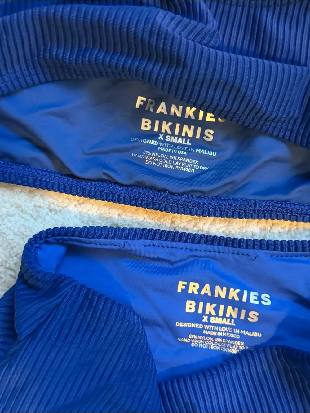 Frankie's Bikini Ribbed Navy Two-Piece Bikini Set (XS)